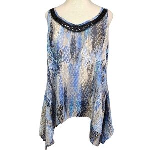 Blue Saks Fifth Avenue Sheer Flowy Tank Top